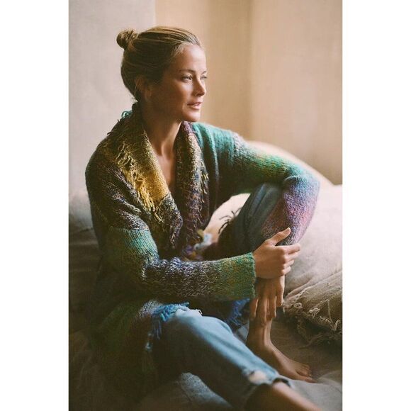 NWT ANTHROPOLOGIE Sz XS NATALIA FRINGED CARDIGAN SWEATER X GREYLIN - Picture 1 of 5